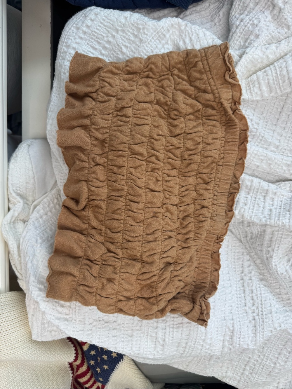 Free people beach Ribbed Smocked Tube Top in Camel Brown